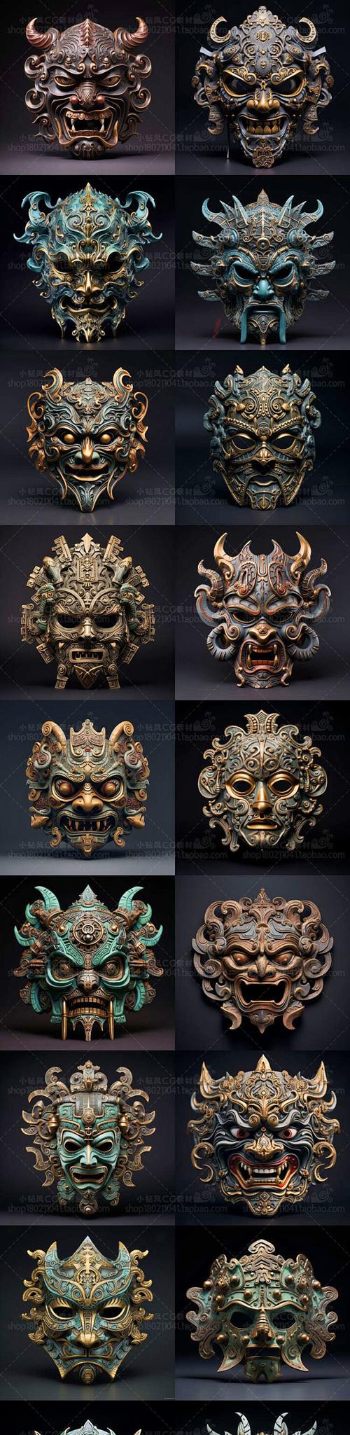 ai青铜面具图片素材影视游戏场景道具概念设计绘画美术资源